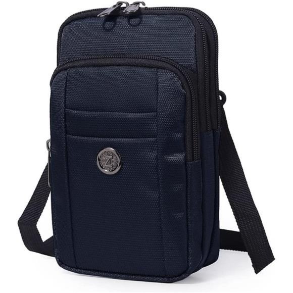 Water-Resistant Oxford Fabric Multifunction Phone Bag One Shoulder (Navy blue)